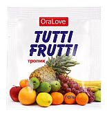 Саше гель-смазки Tutti-frutti со вкусом тропических фруктов - 4 гр. фото в интим магазине Love Boat