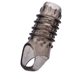 Открытая дымчатая насадка с точками и рёбрами ToyFa XLover - 11,5 см. фото в интим магазине Love Boat