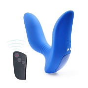 Синий вибромассажер простаты 3,5’’ Remote Control Curve P-spot Massager - 12 см. фото в интим магазине Love Boat