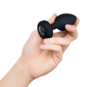 Черная анальная вибровтулка с кристаллом Vibrating Jewel Plug M/L - 10,5 см. фото в интим магазине Love Boat