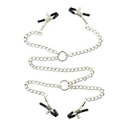 
Серебристые зажимы для сосков и половых губ на тонкой цепочке фото в интим магазине Love Boat