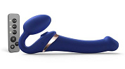 Синий безремневой страпон Multi Orgasm Size M с клиторальной стимуляцией фото в интим магазине Love Boat