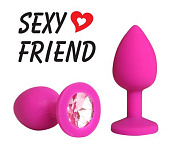 
Розовая конусовидная анальная пробка с розовым кристаллом - 7,3 см. фото в интим магазине Love Boat