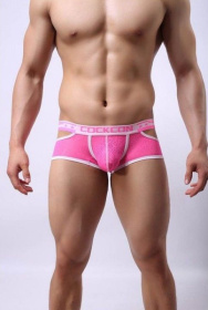Розовые мужские трусы-хипсы Cockon X Lace Boxer с вырезами фото в интим магазине Love Boat