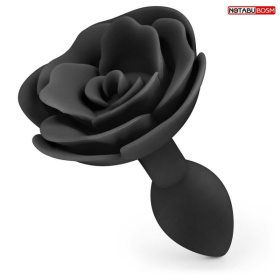 Черная гладкая анальная втулка-роза фото в интим магазине Love Boat