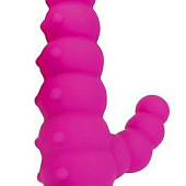 Розовый силиконовый рельефный вибромассажер - 11,5 см.
