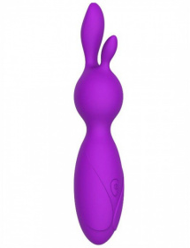 Фиолетовый мини-вибратор Emily с ушками - 16 см. фото в интим магазине Love Boat