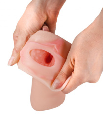 Нежный двусторонний реалистичный мастурбатор - ротик с зубками и вагина