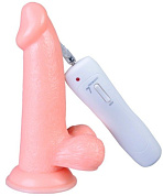 Телесный вибратор Vibrating Dong with Balls - 14 см. фото в интим магазине Love Boat