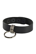 Черный кожаный браслет с подвесным колечком фото в интим магазине Love Boat