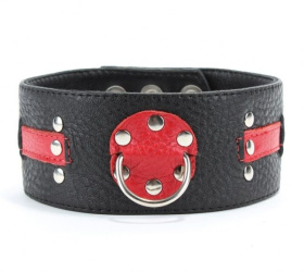 
Чёрно-красный ошейник с клёпками фото в интим магазине Love Boat