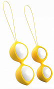 Бело-желтые вагинальные шарики Bfit Classic фото в интим магазине Love Boat