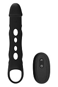 Черная насадка-удлинитель Vibrating Extender With Remote с вибрацией фото в интим магазине Love Boat