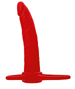 Красная насадка на пенис для двойного проникновения Black Red - 16,5 см. фото в интим магазине Love Boat