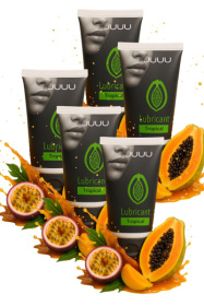 Набор из 5 съедобных лубрикантов JUJU со вкусом тропических фруктов фото в интим магазине Love Boat