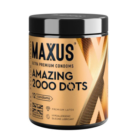 Точечные презервативы MAXUS 2000 Amazing Dots с железным кейсом - 12 шт. фото в интим магазине Love Boat