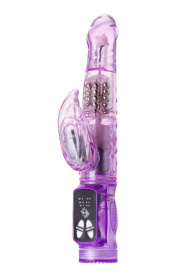 Фиолетовый вибратор High-Tech fantasy с клиторальным лепестком - 21 см. фото в интим магазине Love Boat