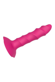 Розовый ребристый анальный фаллоимитатор Twisted Plug With Suction Cup - 17 см. 