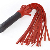 Красная плеть  Ракета А  с рукоятью из латекса и хвостами из кожи - 50 см.