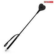 
Черный стек с наконечником-сердечком - 54 см. фото в интим магазине Love Boat