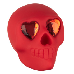 Красный вибромассажер в форме черепа Bone Head Handheld Massager фото в интим магазине Love Boat