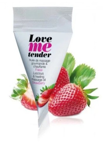 Съедобное согревающее массажное масло Love Me Tender Strawberry с ароматом клубники - 10 мл. фото в интим магазине Love Boat
