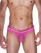 Мужские трусы-слипы из мягкой полупрозрачной ярко-розовой ткани фото в интим магазине Love Boat