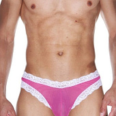 Мужские трусы-бразилиана с отделкой края кружевом
