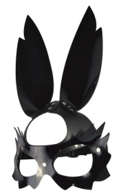 
Черная лаковая кожаная маска  Зайка  с длинными ушками фото в интим магазине Love Boat
