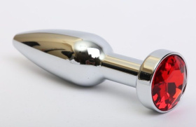 
Удлинённая серебристая пробка с красным кристаллом - 11,2 см. фото в интим магазине Love Boat