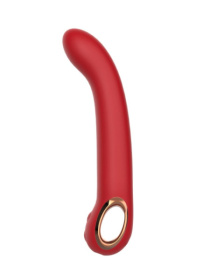 Красный силиконовый вибратор с загнутым кончиком - 22,1 см. фото в секс шопе Love Boat