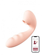 Нежно-розовый вибратор Tara с вакуумной стимуляцией и управлением через приложение фото в интим магазине Love Boat