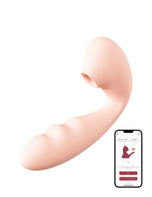 Нежно-розовый вибратор Tara с вакуумной стимуляцией и управлением через приложение фото в интим магазине Love Boat