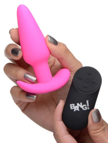 Розовая анальная вибропробка с пультом ДУ 21X Remote Control Vibrating Silicone Butt Plug - 10,4 см.