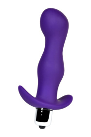 Фиолетовая изогнутая анальная вибропробка - 12,9 см.