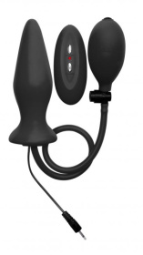 Чёрный анальный стимулятор с функцией расширения и вибрацией Inflatable Vibrating Silicone Plug - 12,2 см. фото в интим магазине Love Boat