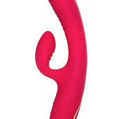 Ярко-розовый вибратор-кролик с вакуум-волновой стимуляцией Enila - 23 см.