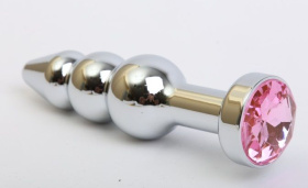 
Серебристая анальная ёлочка с розовым кристаллом - 11,2 см. фото в интим магазине Love Boat