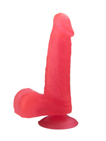 Розовый гелевый дилдо на присоске - 20 см.