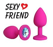 
Розовая конусовидная анальная пробка с голубым кристаллом - 7,3 см. фото в интим магазине Love Boat