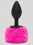 Черная анальная пробка с розовым хвостом Medium Bunny Tail Butt Plug