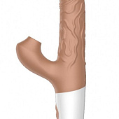 Телесный вибратор-кролик с функцией поступательных движений - 22,5 см.