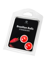 Набор из 2 шариков с массажным маслом Brazilian Balls с ароматом клубники