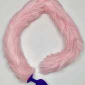 Фиолетовая силиконовая анальная пробка с розовым хвостиком - размер S