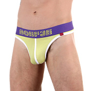 Желтые сексуальные трусы-тонги с широким поясом фото в интим магазине Love Boat