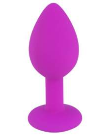 Лиловая малая силиконовая пробка с прозрачным кристаллом фото в интим магазине Love Boat