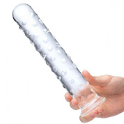 Прозрачный стеклянный фаллос с массажным рельефом 10  Extra Large Glass Dildo - 25,5 см. фото в интим магазине Love Boat