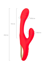 Красный вибратор-кролик с двигающимся язычком Patti - 24 см.