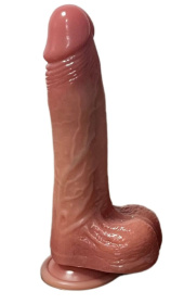 Телесный вибратор-ротатор с возвратно-поступательными движениями и нагревом - 22 см. фото в интим магазине Love Boat