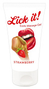 Лубрикант на водной основе Lick it! Strawberry с ароматом клубники - 50 мл. фото в интим магазине Love Boat